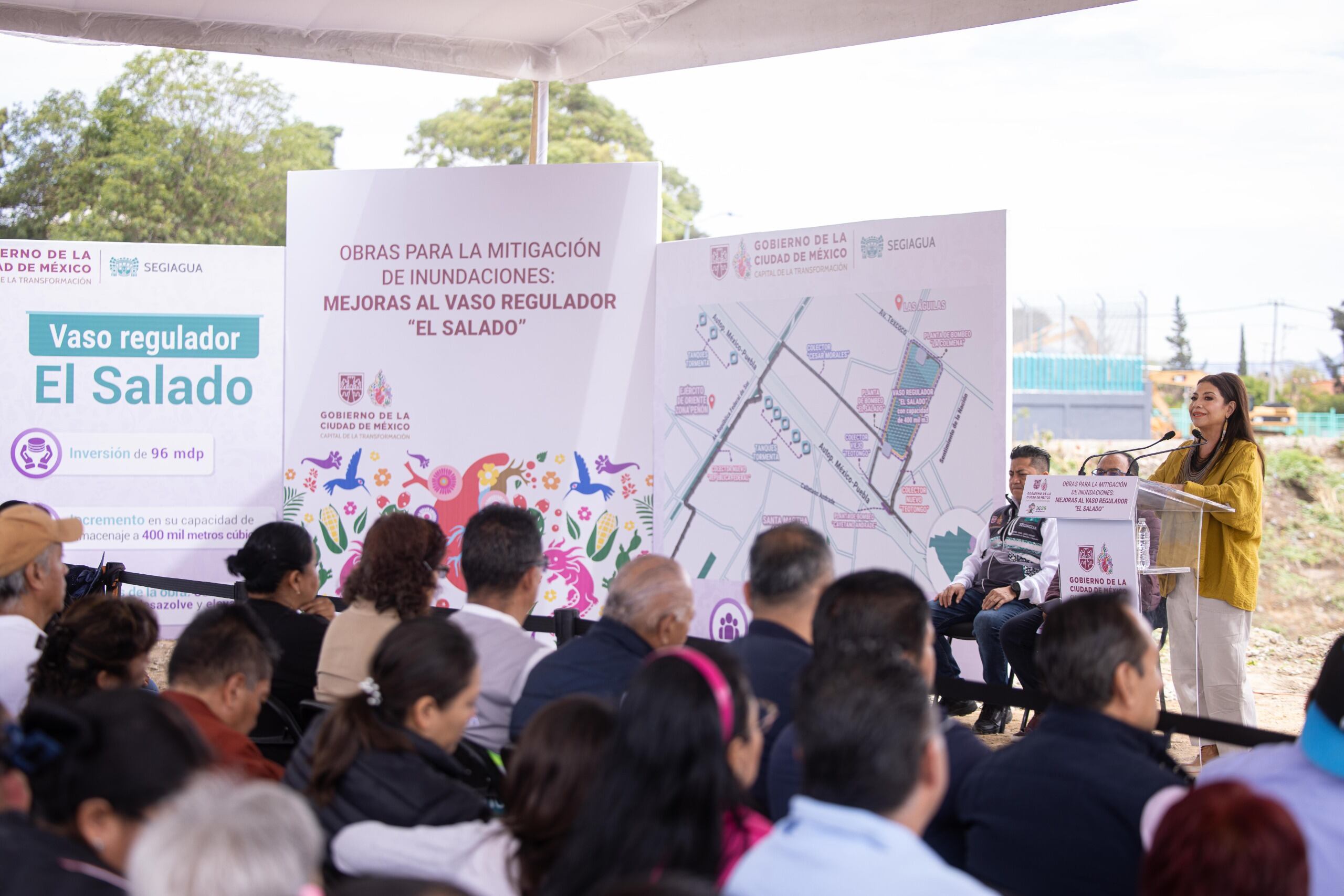 Clara Brugada duplica la capacidad de El Salado para reducir inundaciones en Iztapalapa